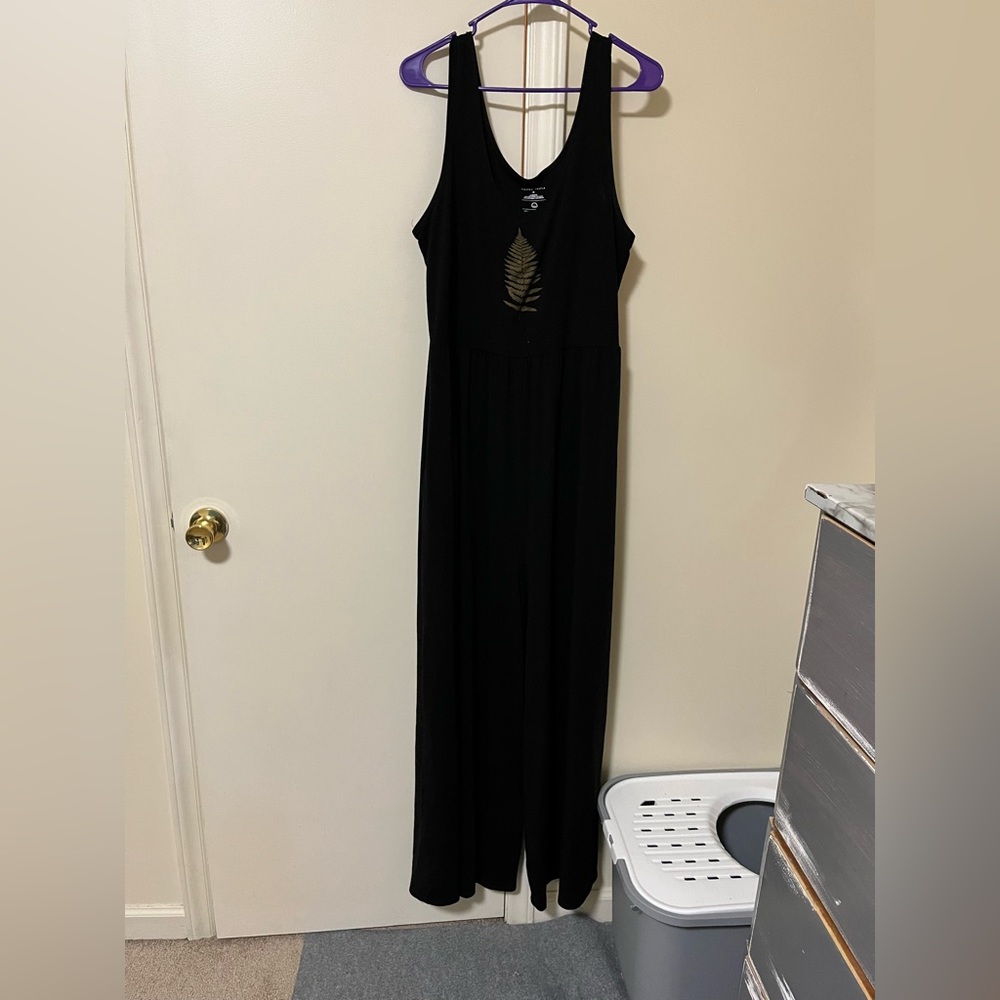 Purusha People Black Jumpsuit and Sage Button up Blouse